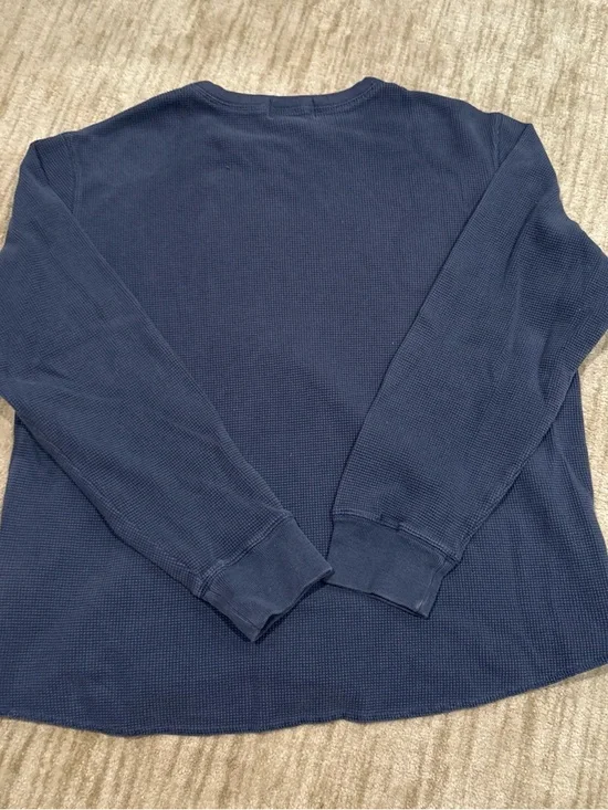 Eddie Bauer Blue Waffle Knit Crew Neck Long Sleeve - Picture 2 of 4